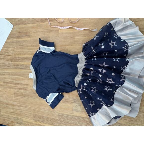 Girls Youth Navy Dallas Cowboys Tutu Tailgate Game Day Outfit - Picture 6 of 7
